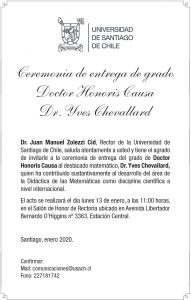 Invitaci N Ceremonia De Entrega De Grado Doctor Honoris Causa Dr Yves